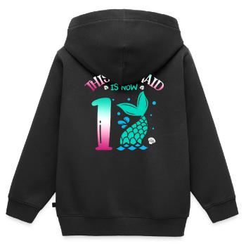 Cette sirène est maintenant 1, conte de fées 1. - Sweat Premium à capuche zippé enfant bio - noir - Dos - AI Model Kid Male (0cm)