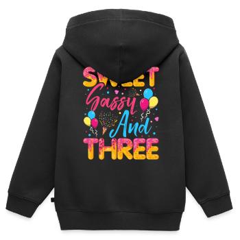 Süßer Frechdachs Und Drei Streusel Köstlicher - Kinder Premium Organic Zip Hoodie - Schwarz - Hinten - AI Model Kid Male (0cm)