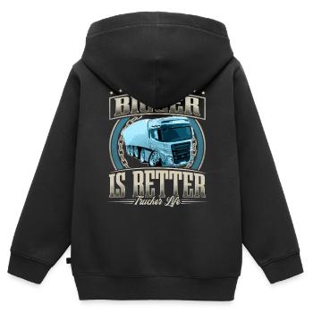 LKW Fahrer - Kinder Premium Organic Zip Hoodie - Schwarz - Hinten - AI Model Kid Male (0cm)