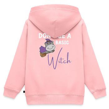 Hippo Halloween Witch Witches don't be a basic witch - Kids Premium Organic Zip-up Hoodie - rose - Back - AI Model Kid Female (0cm)