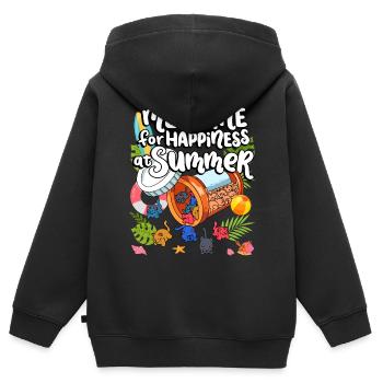 Médicament pour le bonheur en été Mangeurs de gomme de chat - Sweat Premium à capuche zippé enfant bio - noir - Dos - AI Model Kid Male (0cm)