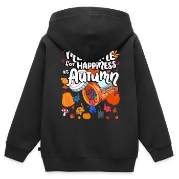 Medizin Für Das Glück Bei Autumn Cat Gummies - Kinder Premium Organic Zip Hoodie - Schwarz - Hinten - AI Model Kid Male (0cm)