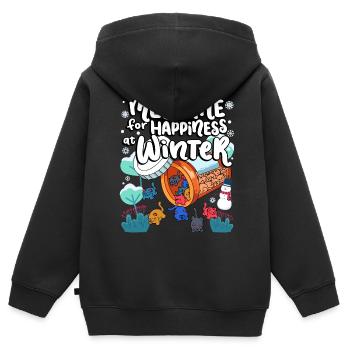 Medizin Zum Glücklichsein Bei Winter Cat Gummies - Kinder Premium Organic Zip Hoodie - Schwarz - Hinten - AI Model Kid Male (0cm)