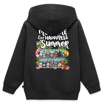 Médicament pour le bonheur chez les chats en semaine d’été - Sweat Premium à capuche zippé enfant bio - noir - Dos - AI Model Kid Male (0cm)