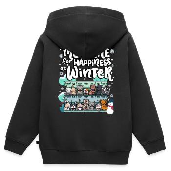 Médicament pour le bonheur sur les chats d’hiver en semaine - Sweat Premium à capuche zippé enfant bio - noir - Dos - AI Model Kid Male (0cm)