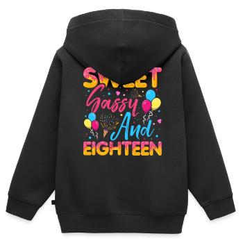 Sweet Sassy And Eighteen Sprinkles Delicious - Kids Premium Organic Zip-up Hoodie - black - Back - AI Model Kid Male (0cm)
