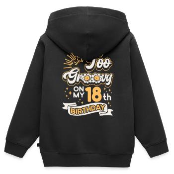 Trop groovy pour mon 18e anniversaire, dix-huit ans - Sweat Premium à capuche zippé enfant bio - noir - Dos - AI Model Kid Male (0cm)