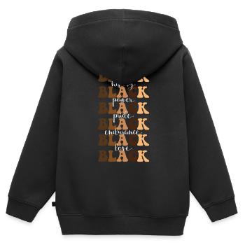 Schwarze Geschichte Schwarze Macht Schwarzer - Kinder Premium Organic Zip Hoodie - Schwarz - Hinten - AI Model Kid Male (0cm)