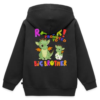 Rawr! Promu à Big Brother Cute - Sweat Premium à capuche zippé enfant bio - noir - Dos - AI Model Kid Male (0cm)