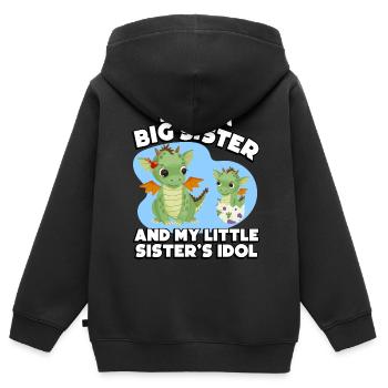Je vais être une grande sœur et l’idole - Sweat Premium à capuche zippé enfant bio - noir - Dos - AI Model Kid Male (0cm)