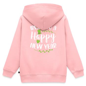 Irish You Ein Frohes Neues Jahr Grünes Kleeblatt - Kinder Premium Organic Zip Hoodie - Rosa - Hinten - AI Model Kid Female (0cm)