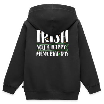 Irish You Happy Memorial Day Green Shamrock - Kids Premium Organic Zip-up Hoodie - black - Back - AI Model Kid Male (0cm)