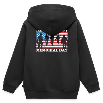 Irish You Happy Memorial Day Green Shamrock - Kids Premium Organic Zip-up Hoodie - black - Back - AI Model Kid Male (0cm)