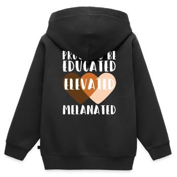Fier d’être éduqué Noir mélancolé élevé - Sweat Premium à capuche zippé enfant bio - noir - Dos - AI Model Kid Male (0cm)