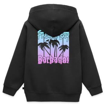 Freights Bay Barbados - Kids Premium Organic Zip-up Hoodie - black - Back - AI Model Kid Male (0cm)