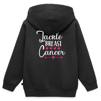 Brustkrebs bekämpfen - Kinder Premium Organic Zip Hoodie - Schwarz - Hinten - AI Model Kid Male (0cm)