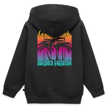 La Jolla Beach Southern California - Kinder Premium Organic Zip Hoodie - Schwarz - Hinten - AI Model Kid Male (0cm)