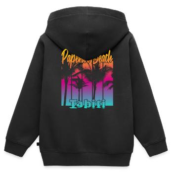 Papenoo Beach Tahiti - Kinder Premium Organic Zip Hoodie - Schwarz - Hinten - AI Model Kid Male (0cm)