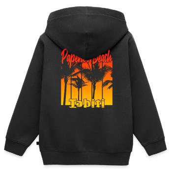 Papenoo Beach Tahiti - Kinder Premium Organic Zip Hoodie - Schwarz - Hinten - AI Model Kid Male (0cm)