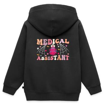 Medizinischer Assistent Spooky Ghost Spinnt Seine - Kinder Premium Organic Zip Hoodie - Schwarz - Hinten - AI Model Kid Male (0cm)