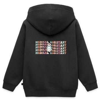 Medizinischer Assistent Spooky Ghost Wiederholung - Kinder Premium Organic Zip Hoodie - Schwarz - Hinten - AI Model Kid Male (0cm)