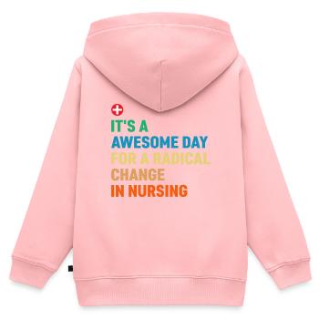 Ein Großartiger Tag Für Einen Radikalen Wandel In - Kinder Premium Organic Zip Hoodie - Rosa - Hinten - AI Model Kid Female (0cm)