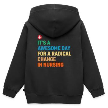 Ein Großartiger Tag Für Einen Radikalen Wandel In - Kinder Premium Organic Zip Hoodie - Schwarz - Hinten - AI Model Kid Male (0cm)