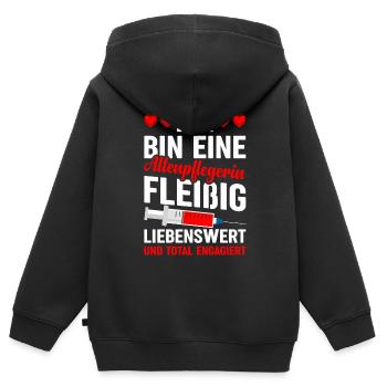 Eine Altenpflegerin Fleißig Liebenswert Und Total - Kinder Premium Organic Zip Hoodie - Schwarz - Hinten - AI Model Kid Male (0cm)