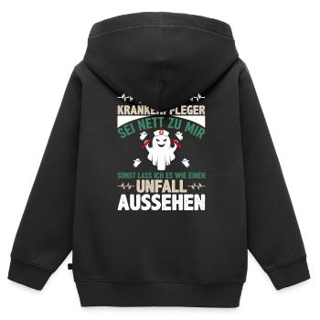 Krankenpfleger Sei Nett Zu Mir Unfall Aussehen - Kinder Premium Organic Zip Hoodie - Schwarz - Hinten - AI Model Kid Male (0cm)