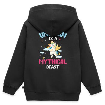 Einhorn Fabelwesen Unicorn - Kinder Premium Organic Zip Hoodie - Schwarz - Hinten - AI Model Kid Male (0cm)
