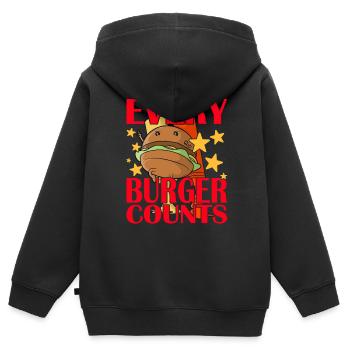 Chaque hamburger compte - Sweat Premium à capuche zippé enfant bio - noir - Dos - AI Model Kid Male (0cm)
