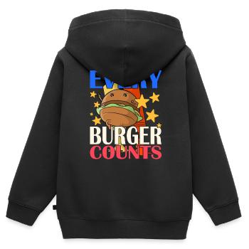Chaque hamburger compte - Sweat Premium à capuche zippé enfant bio - noir - Dos - AI Model Kid Male (0cm)
