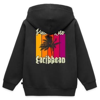 Porto Rico Caraïbes - Sweat Premium à capuche zippé enfant bio - noir - Dos - AI Model Kid Male (0cm)