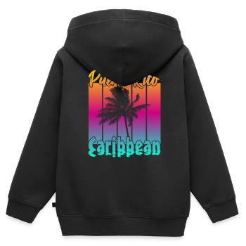 Porto Rico Caraïbes - Sweat Premium à capuche zippé enfant bio - noir - Dos - AI Model Kid Male (0cm)