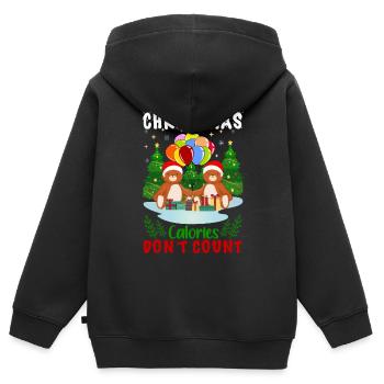 Hässliche Weihnachten Kalorien Norweger Muster - Kinder Premium Organic Zip Hoodie - Schwarz - Hinten - AI Model Kid Male (0cm)