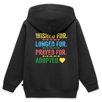 Désiré pour la prière désirée pour adopté - Sweat Premium à capuche zippé enfant bio - noir - Dos - AI Model Kid Male (0cm)