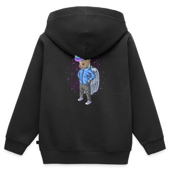 Einhorn Rebell Unicorn - Kinder Premium Organic Zip Hoodie - Schwarz - Hinten - AI Model Kid Male (0cm)