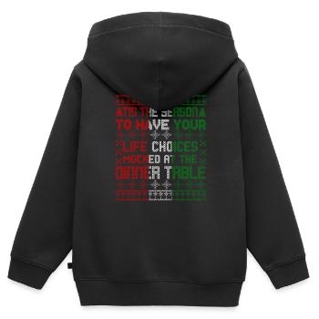 DIE JAHRESZEIT, DER LEBENSENTSCHEIDUNGEN - Kinder Premium Organic Zip Hoodie - Schwarz - Hinten - AI Model Kid Male (0cm)