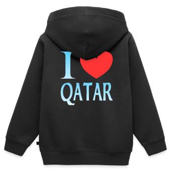 Ich liebe Katar - Kinder Premium Organic Zip Hoodie - Schwarz - Hinten - AI Model Kid Male (0cm)