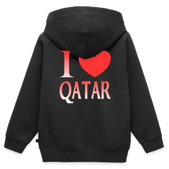 Ich liebe Katar - Kinder Premium Organic Zip Hoodie - Schwarz - Hinten - AI Model Kid Male (0cm)