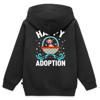 Happy Adoption Adoptionstag Hund Adoption Welpe - Kinder Premium Organic Zip Hoodie - Schwarz - Hinten - AI Model Kid Male (0cm)