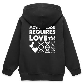 Mutterschaft Braucht Liebe, Keine Genetische - Kinder Premium Organic Zip Hoodie - Schwarz - Hinten - AI Model Kid Male (0cm)