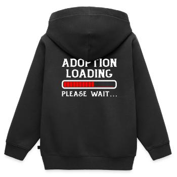 Adoption Loading Bitte warten Adoption Day ist da - Kinder Premium Organic Zip Hoodie - Schwarz - Hinten - AI Model Kid Male (0cm)