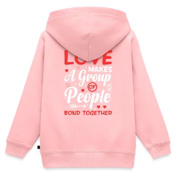 L’amour soude un groupe de personnes - Sweat Premium à capuche zippé enfant bio - rose - Dos - AI Model Kid Female (0cm)