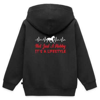 Nicht Nur Ein Hobby, Sondern Ein Lebensstil - Kinder Premium Organic Zip Hoodie - Schwarz - Hinten - AI Model Kid Male (0cm)