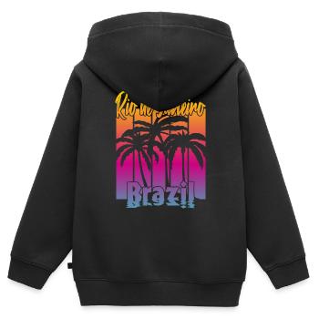 Rio de Janeiro Brazil - Kinder Premium Organic Zip Hoodie - Schwarz - Hinten - AI Model Kid Male (0cm)