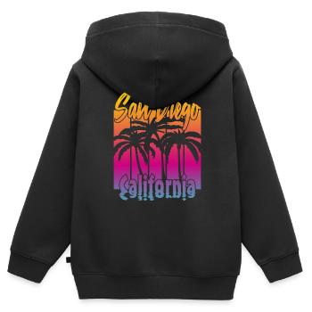 Vintage San Diego California - Kinder Premium Organic Zip Hoodie - Schwarz - Hinten - AI Model Kid Male (0cm)