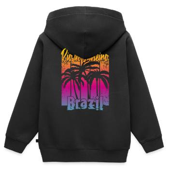 Rio de Janeiro Brazil - Kinder Premium Organic Zip Hoodie - Schwarz - Hinten - AI Model Kid Male (0cm)