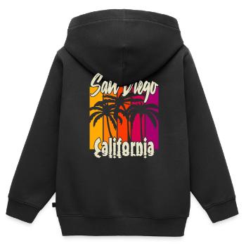 Vintage San Diego California - Kinder Premium Organic Zip Hoodie - Schwarz - Hinten - AI Model Kid Male (0cm)