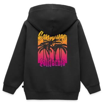 Vintage San Diego California - Kinder Premium Organic Zip Hoodie - Schwarz - Hinten - AI Model Kid Male (0cm)
